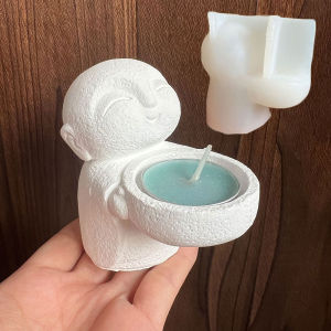 Meditation Candlestick Silicone Mold Zen Little Monk Candle holder Gypsum Concrete Resin Mold DIY Home Decoration Tools