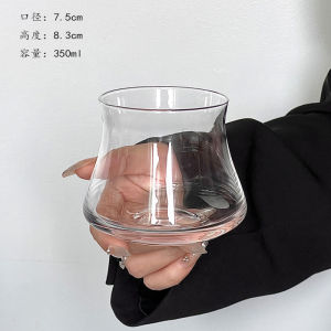 Retro Coffee Shop Transparent Glass Cup Latte Cup Flip Rim Cold Brew Cup Ice American Coffee Cup Beverage Cup Cold Drink Cup