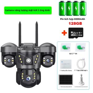 Camera Giám Sát Ngoài Trời Năng Lượng Mặt Trời WiFi PIR Theo Dõi Tự Động Hình Người PTZ Camera Quan Sát IP Không Dây An Ninh Nhà Thông Minh Màu Xám Đậm