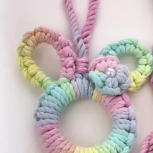 3m/Lot 3.5mm Gradient Color 3-Strand Braided Cotton Cord for DIY Keychain Phone Chain Charm Handicraft Accessories Materials