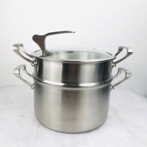 Flaw 316 Stainless Steel Integrated Three-Layer Steel Extra Thick 2.2mm Steamer Two-Layer Soup Pot Induction Cooker Neutral 24/26