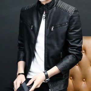 Fuguiniao New Classic Korean Fahionable Mens Leather Jacket