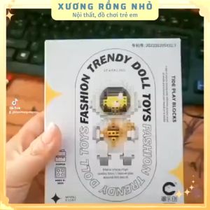 Mô Hình Lắp Ráp Phi Hành Gia 3D Có Đèn LED Ôm Quà Đáng Yêu Xếp Hình Nhân Vật Dễ Thương