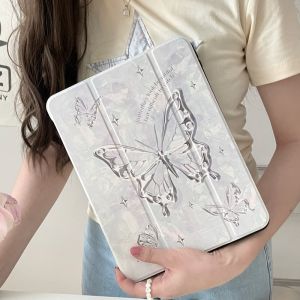 Crashstar 360 ° xoay giá đỡ gấp lại được Bạc Bướm cứng máy tính bảng Vỏ Ốp ipad mini 6 Ipad 9.7 5th 6th Air 4 5 10.2 Gen 7th 8th 9th 10th iPad Pro 11 inch 2022 2021 2020 Thời Trang Ipad vỏ bìa với xoay chủ với rãnh để bút