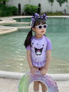 Stylish Childrens Bikini Swimsuit Short Sleeve Separate Design Princess Thermal Beach Swimwear Pure Color Sea Brand Nylon Fabric