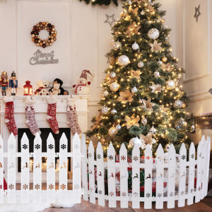 10/20/30Pcs DIY Splice รั้วต้นคริสต์มาสเกล็ดหิมะสีขาว Elk Picket รั้ว Xmas Tree กระโปรงขอบตกแต่งบ้านใหม่ปี