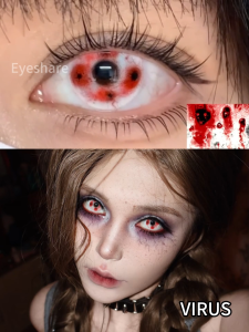 Eyeshare 1pair Cosplay Contact Lenses VIRUS Red White Halloween Crazy Makeup Beauty Anime Cosmetic