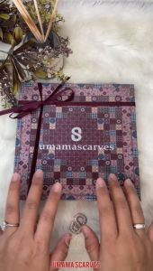 jilbab segi 4 umama scarves digital box print premium // umama box segib4vmotif bahan voal di gital