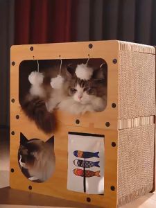 Cat Scratch Board Wear-Resistant Non-Chip Integrated Cat House Resistant Grab-Hook Plate Column Double-Layer Vertical