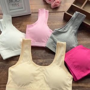 3PCS Kids Cotton Sports Training Bra Solid Color Young Children Underwears Teenage Girls Crop Tops Development Student Vest Bras