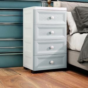 Modern Minimalist Plastic Nightstand Bedroom Side Table Small Size Storage Rack Nordic Style Furniture Organizer Cabinet