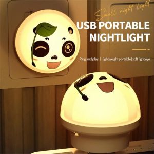 Cartoon Panda Mini Night Light Eye Protection Desk Lamp USB Night Light LED Emergency Light Kids Baby Room Decoration Atmosphere Light