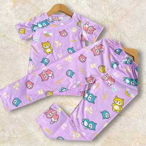 ชุดเด็ก แขนสั้นขายาว เด็กหญิงเด็กชาย ผ้านิ่ม เหมาะกับฤดูร้อน ลายการ์ตูนน่ารัก (สั้น+ยาว)