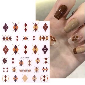 Sticker dán móng tay nail mẫu hình thoi phối màu trang trí móng tay nail phong cách Nhật Hàn