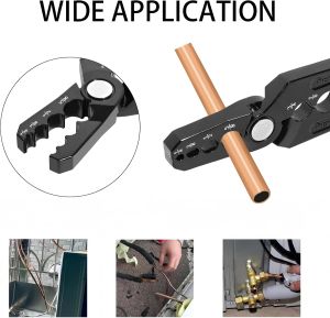 Heavy Duty Copper Tube Repair Pliers with Extended Lever Arm and Rounding Tool for HVAC Refrigeration Pipe Flattening Reshaping