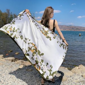 Khăn Choàng Lụa Giả Chống Nắng Mùa Hè Cho Nữ Kiểu Dáng Thanh Lịch Thoáng Khí Phù Hợp Với Phòng Máy Lạnh Khăn Choàng Quanh Cổ