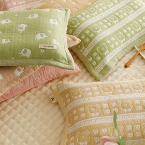 Vỏ Gối Cao Su Trẻ Em Vải Xô 3 Lớp Cotton Dày Dặn Bốn Mùa Vỏ Gối Chần Bông Vải Xô Thấm Mồ Hôi Mềm Mại Cotton