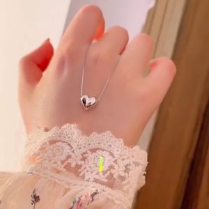 Italian S925 sterling silver Necklace for Women Love heart necklace female ins niche design light luxury temperament heart pendant collarbone chain