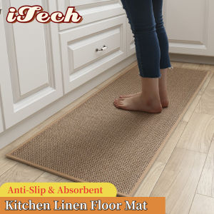 Linen Carpet Rattan Mat Natural Handmade Absorbent Floor Mat Kitchen Mat Anti-Slip Rubber Backed Carpet Flax Floor Mat Rubber Backing Plait Mat Rubber Back手工编织亚麻地垫