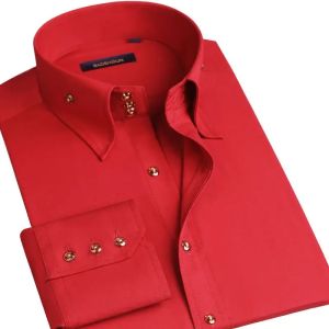 Classic Mens White Shirt for Formal or Casual Occasions - Non Iron Long Sleeve Wrinkle Resistant Suit Shirt Black Navy Blue Red