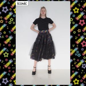 กระโปรงยาว ผ้าไหม พิมฺลา่ย กระโปรงบาน กระโปรงแฟชั่น, กระโปรงทำงาน กระโปรงออกงาน ซึ่งเป็น iCONiC HEARTLY SKIRT #7240