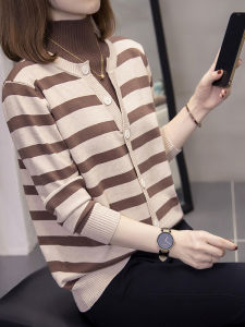 New Autumn Fashion Elegant French Style Versatile Fake Two-Piece Half High-Neck Sweater