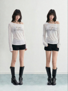 ARCG | Áo Blouse Bán Trong Suốt Ôm Dáng Khô Shoulder Off Bảo Vệ Da Trước Nắng