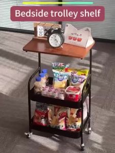 Trolley Storage Rack Rak Dapur Pejabat 3 Tier Trolley Kitchen Office Storage Tray Trolley Tingkat dengan Roda 推车架