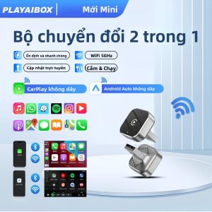 PLAYAIBOX Bộ Chuyển Đổi Không Dây 2IN1 CarPlay Android Auto Bluetooth WiFi Kết Nối Nhanh Supermini Box Plug And Play Dongle Cho Audi Benz Volvo VW Toyota
