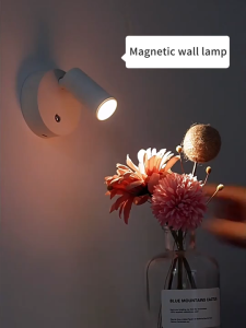 KUCHVZ LED Wall Light with MagneticSpotlights Indoor with Remote Led Wireless Wall Light USB Rechargeable LED Reading Lights Bedside Lamp