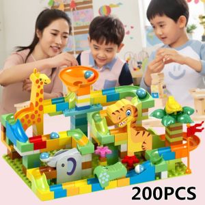 200pcsBig Size Building Blocks Marble Race Run Animal Theme Toys For Kids Children