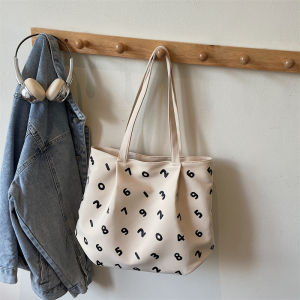 Original Digital Canvas Tote Bag Womens Casual Handbag 2025 New Style Versatile Shoulder Bag Commuter Soft Square Bag