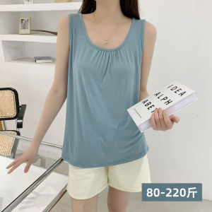 Modal Vest Plus Size Loose Slim Looking Sleeveless T-shirt Bottoming Shirt Easiest for Match Pure Color Mom Wear Plus Size Ladies Thin Top