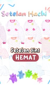 (0-12 Bulan) Setelan Hachi Baby New Born SNI / Keyko Baju Tidur Set Katun Branded 0-3 3-6 6-12 / Anak Perempuan Laki Laki Stelan Piyama Kiosbalitafawa