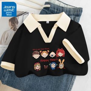 Jeanswest | Womens Summer V-Neck Cotton Polo Shirt
