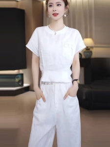 Slim Fit round Neck Short Sleeve T-Shirt Womens Summer New Style Fashionable Unique Super Beautiful Age Reduction Top