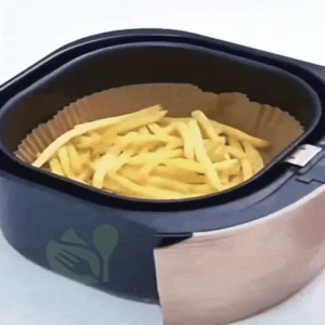 Air Fryer Paper Tray 50PCS Safe Healthy Non-Toxic Fit for Air Fryer Use with Food Scenes