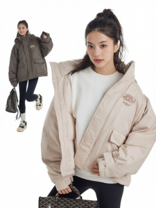 dangerouspeople | Casual Mix-and-Match Embroidered Furry Hat Parka