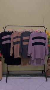 Setelan Rok Knit Rajut Cunda Set Bahan Kaos Ashter LD 110cm Pinggang Karet Melar 100cm Simpel Elegan