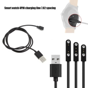 Universal 2Pin 4mm 7.62mm 4Pin Strong Magnetic Charge Cable USB Charging Line Cord Black White for Smart Watches