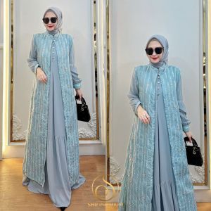 SBR INDAH Baju Dress inner outer Gamis wanita Muslimah Indah Dress 2 in 1 By Sbr Premium. Nazra Sha