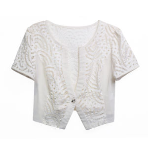 GOSSIP.D | Summer Lace Shoulder Wrap Short Sleeve Thin Outerwear Womens Slim Fit V-Neck Button Up Casual Style Fashion GOSSIP D