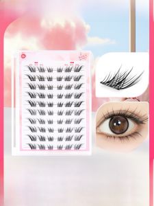 Natural Looking Fox Style Segmented Fake Lashes Self Adhesive Easy to Use Artificial Fiber Non Glue Base Long Lasting Eyelashes