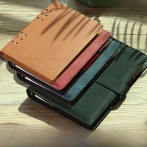 Detachable A4 A5 B5 Business Notebook Soft Leather Cover Six Hole Nine Hole Five Hole Ring Binder Simple Leather Surface Hard Shell