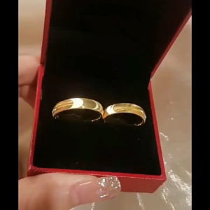 18k gold pawnable Nasasangla 100% Original Rings Non Fading Cats Eye Ring Plain Ring With Wavy Pattern Solid Heart Couples Ring Fashionable And Simple Ring