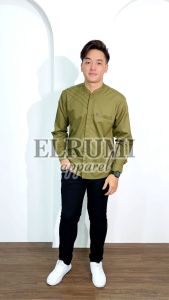 Baju Koko Pria Dewasa Lengan Panjang Warna Hitam Polos Motif Marvel