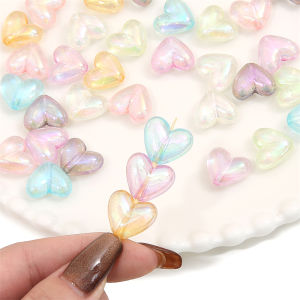 5Pcs 17X15Mm Nhựa trong suốt Acrylic Long Lanh Đầy Màu Sắc hạt hình trái tim Charms Cho Vòng Cổ Vòng tay Keychain đồ trang sức thủ công làm thủ công Làm