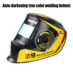 Large field of view true color solar automatic darkening welding helmet 4 Adc sensors wide shade 4/5-9/9-13 welding mask for TIG MIG ARC grinding plasma free accessories welding gloves