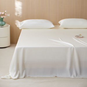 Luxury Silky Bamboo Flat SheetSummer Cooling Mattress Cover For Double Home White Wedding Bed Linens 108*102in King Size 1pc