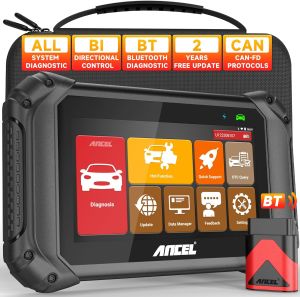 ANCEL V5 BT OE-Level OBD2 Scanner Full System 12V Car Wifi Bluetooth Wireless Diagnostic Tool CAN-FD Obd 2 Scanner Bidirectional Scan Tool Ecu Scanner Automotive Scanner Check Diesel Engine Code Reader & Scan Tool PK ANCEL X7 Thinktool mini 2 Launch X431